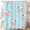 Очаровательная шторка для душа с животным принтом, милый дизайн коровы для украшения ванной комнаты, синий цветочный узор, ткань, водонепроницаемый набор ковриков для ванной