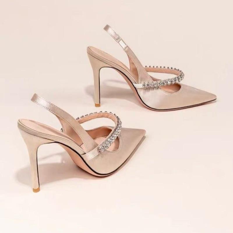 Fashion Brand Luxury Crystal High Heels Women's Sandals Pointed Toe Elegant Heeled Shoes Woman Sexy Summer Pumps Sandals Zapatos Mujer
