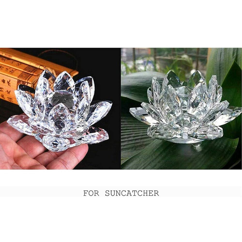3 Foots Crystal Lotus Flower Anti-slip Glass Lotus Feng Shui Decor Crystal Flower Figurine Office