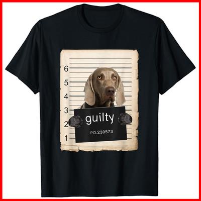 Weimaraner Dog Mug Shot Bad Dog Black Cotton T-Shirt