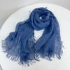Versatile Solid Color Linen Scarf Light And Breathable Sunscreen Decorative Silk Scarf Literary Japanese Men'S Rough Edge Scarf