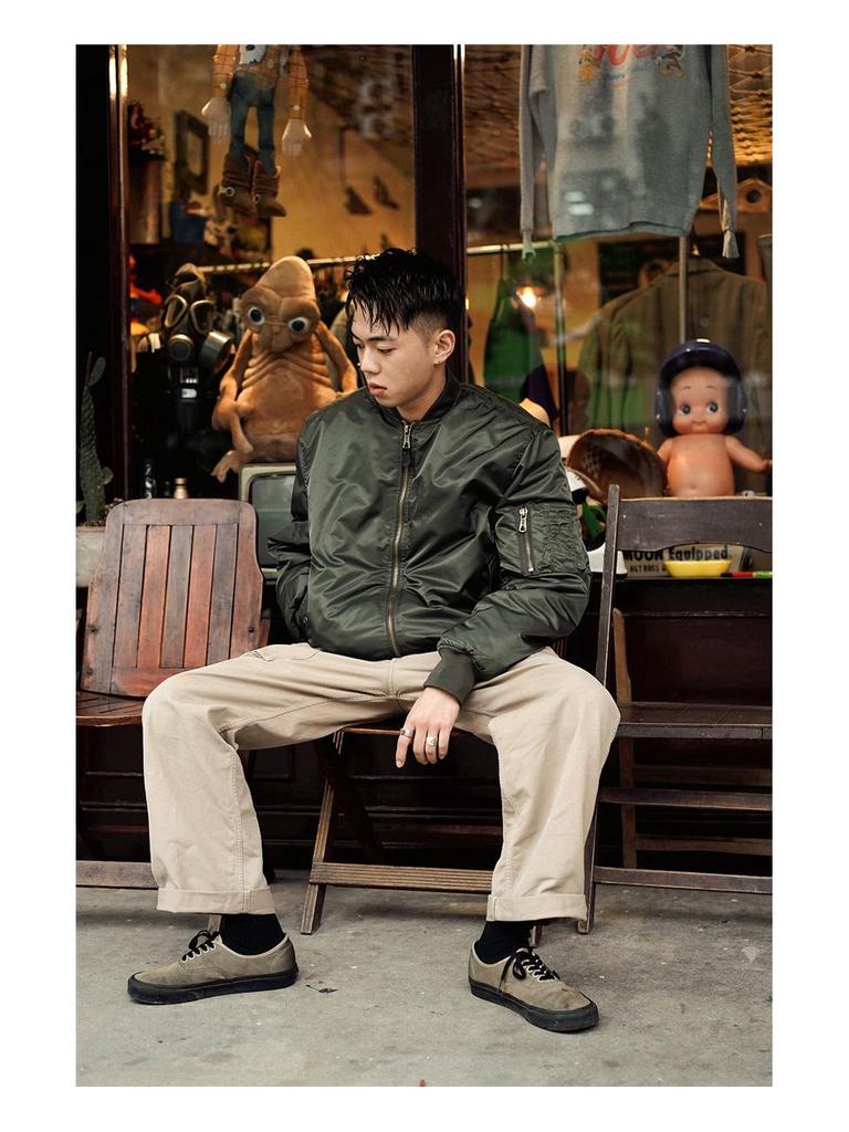 Куртка пилот военного образца Normanlong MA1: Мужская классическая утолщенная осенне-зимняя бейсбольная куртка ВВС