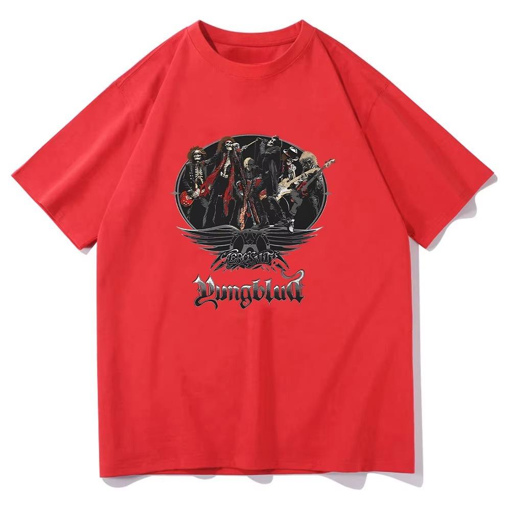 Aerosmith YUNGBLUD One More Time Illustrated Skeleton T Shirt Men Women Hiphop Punk Top Trendy Casual pure Cotton Streetwear