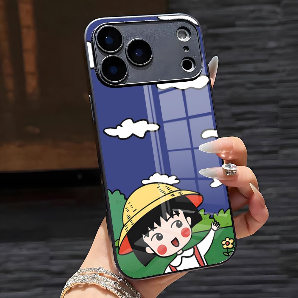 Chibi Maruko-chan Phone Case For IPhone 17 Pro Max 16 15 14 Pro Max 13 11 X Xs Xr 8 7Plus Glass Cover