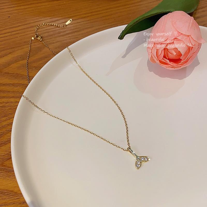 Ожерелье из титановой стали «Рыбий хвост» — модная, шикарная и универсальная цепочка на ключицу для женщин