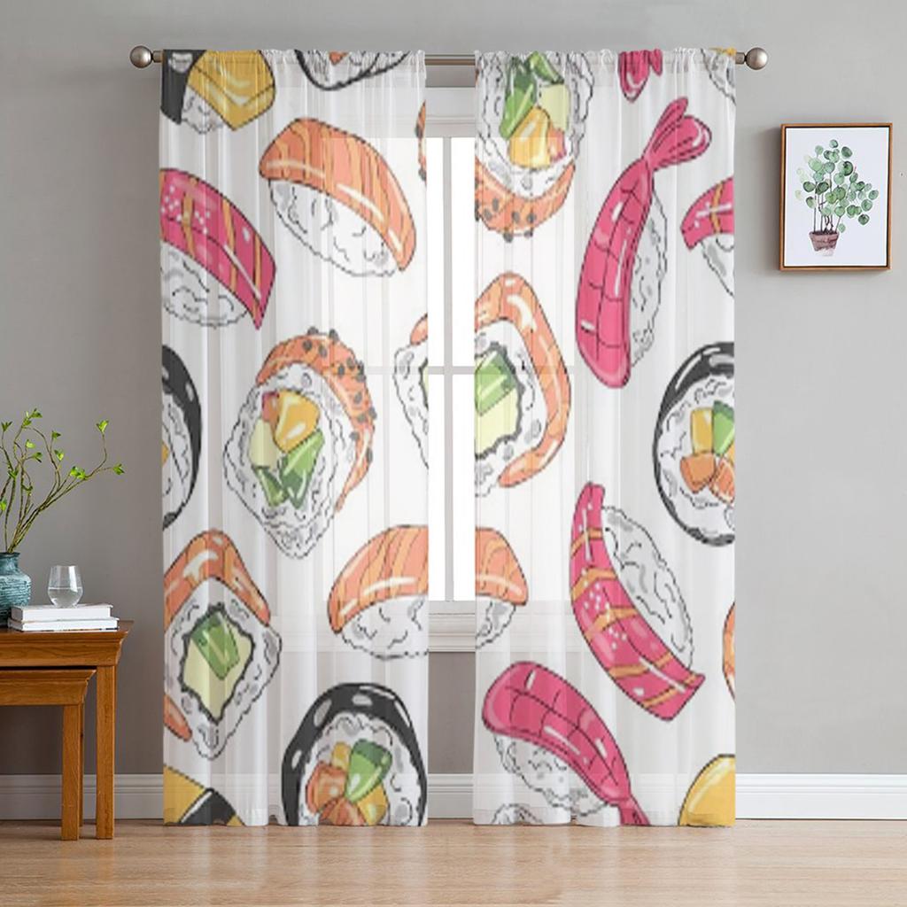 Японские прозрачные шторы с цветением сакуры, японское вишневое дерево, прозрачные шторы для гостиной, тюлевые занавески для окон, спальни, кухни, вуаль, шторы