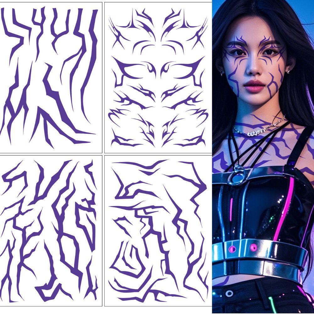 НОВЫЙ 4 шт. Набор временных татуировок K-Pop Demon Hunters с узорами Руми и Джину | Подарок на Хэллоуин для мальчиков HUNTR/Xi Saja