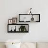 Wall Shelves with Shelf 2 pcs Black Oak Look 60 x 15 x 23 cm
