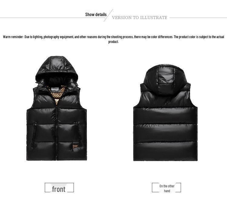 Зимний жилет из хлопка с пухом и съемным капюшоном, черный с золотом, унисекс, укороченный, утолщенный