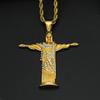 Christian Jesus Cross Rhinestone Necklace for Women Men Stainless Steel Choker Religion Pendants Jewelry Prayer Baptism Gifts