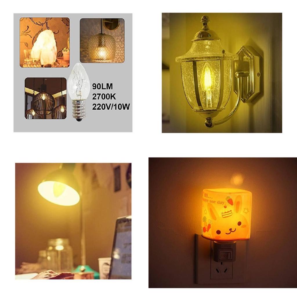 Серебряная лампочка E14 220v 10w C7 с острым кончиком, маленький винт, лампа для соляной лампы, аромалампы, ночник, лампа накаливания