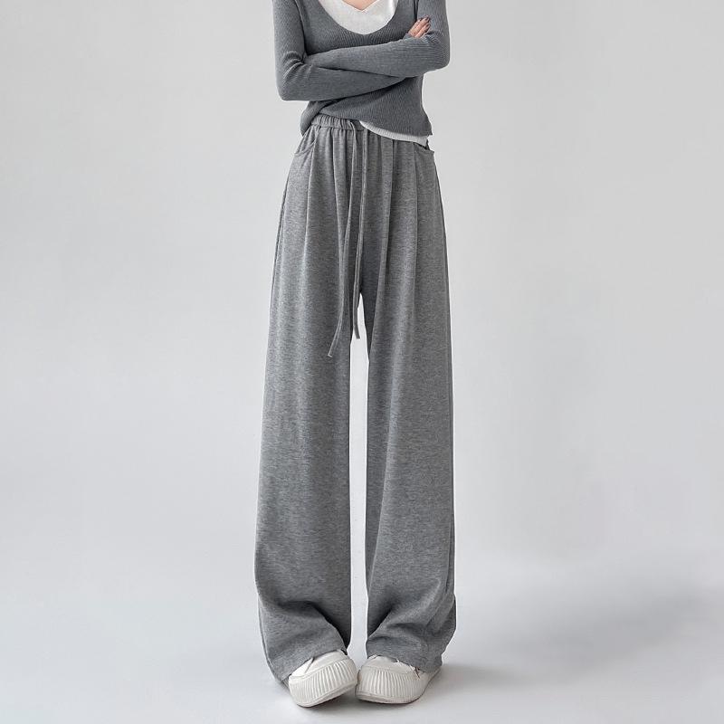 Широкие брюки женские весенне-осенние клейкие рисовые брюки свободные ленивые повседневные брюки с высокой талией корейская уличная одежда