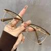 Same Style Square Glasses Men's Artistic Retro Half-Frame Glasses Women's All-Match Cat Ear Glasses Frame Anti-Blue Light Glasses