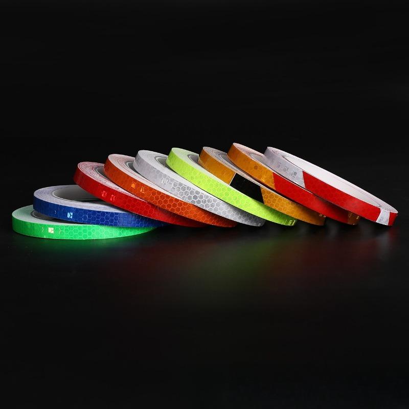 1см*8м Светоотражающие ленты Светоотражатели Предупреждающая лента Наклейка для ночной безопасности Белый Красный Оранжевый Зеленый для велосипеда автомобиля