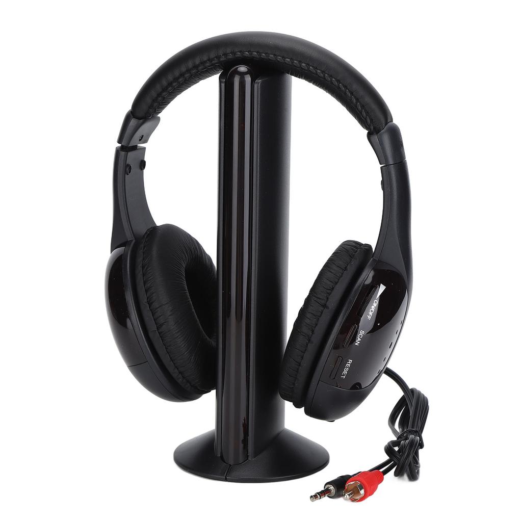 5 In 1 Wireless Headphones HiFi Deep Bass FM Radio Over Ear Headphones with Monitoring for PC TV