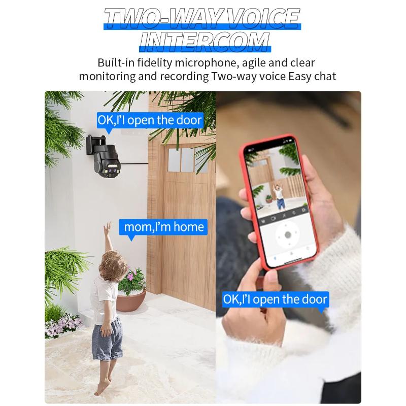 6MP Wifi PTZ 10X Zoom Уличная водонепроницаемая HD камера с двумя объективами и экраном AI Auto Tracking IP-камеры CCTV Видеонаблюдение