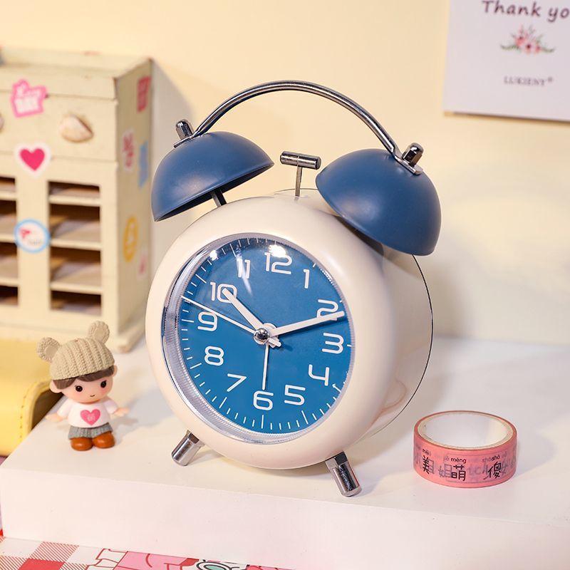 Children's handmade DIY patch alarm clock, retro double bell bell design, silent pointer desktop student clock