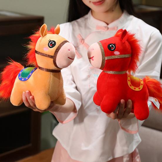 Кукла Лошадь Год Лошади Плюшевая игрушка в китайском стиле Пони на удачу Наполнитель из ПП хлопка Зодиакальная плюшевая фигурка для благословений