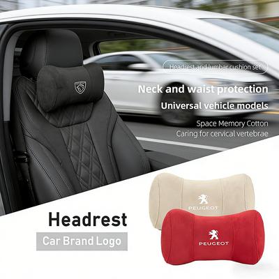 Car Seat Safety Headrest Pad Auto Logo Neck Pillow For 206 307 308 207 3008 208 407 508 2008 5008 301 406 408 607 4008
