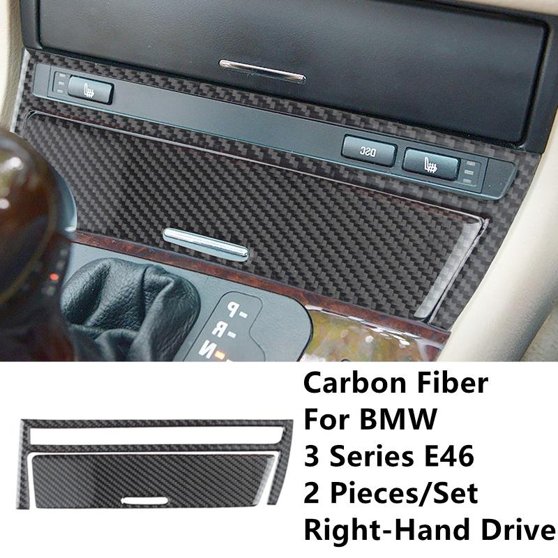 Carbon Fiber Stickers Car Gear Shift Panel Modification Cover Trim Strips For BMW 3 Series E46 98-04 Car Inner