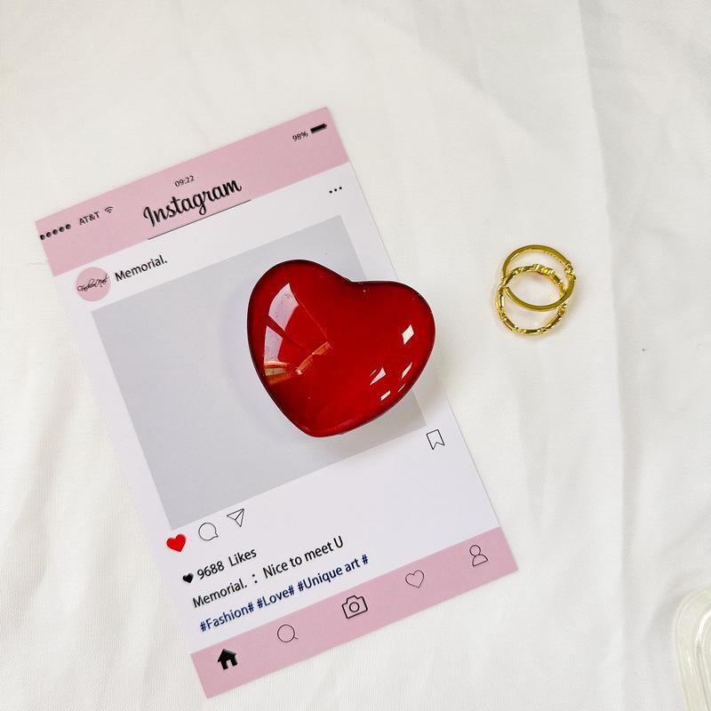 Стеклянный держатель-подушка для телефона, однотонный, с рисунком сердца, выдвижной настольный держатель для просмотра сериалов, креативный, портативный
