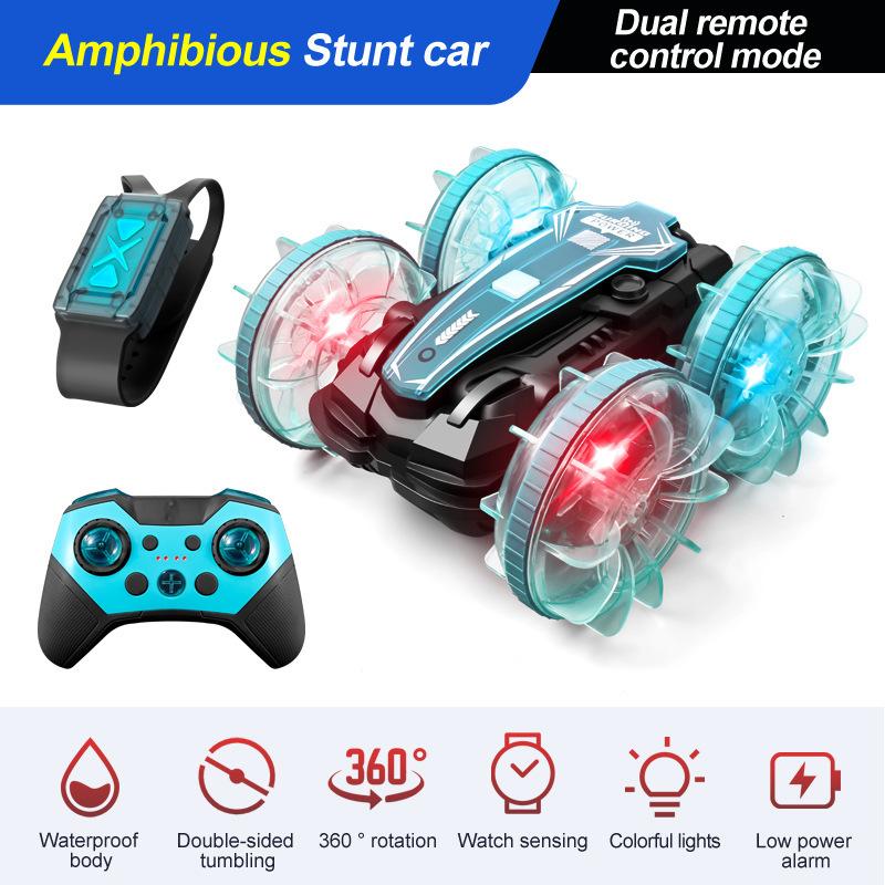 2.4G Amphibious All-Terrain Off-Road Vehicle Double-Sided Stunt Car Four-Wheel Drive Gesture Remote Control Children'S Toy Car