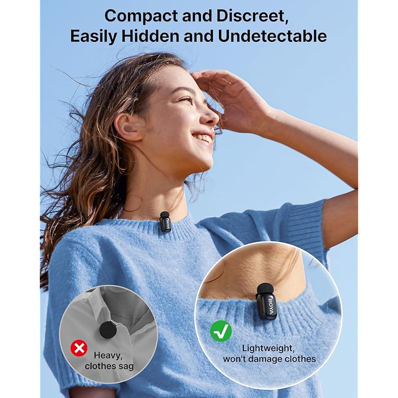 БОЙЯ Мини (Передача + Прием) беспроводной петличный микрофон сертифицированный MFI разъем Lightning сверхмаленький микрофон AI изменение голоса шумоподавление Совместимо с