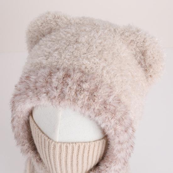 Детская шапка плюшевая с ушками медведя, теплая, ветрозащитная, зимняя, с защитой лица и функцией шейного платка, вертикальный головной убор