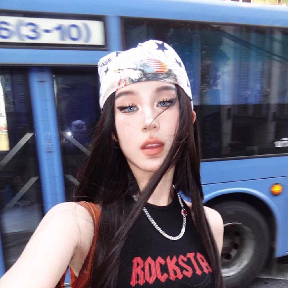 Sweet Printed Headscarf All-match Small Square Scarf Exquisite Y2k Print Turban Spice Girls