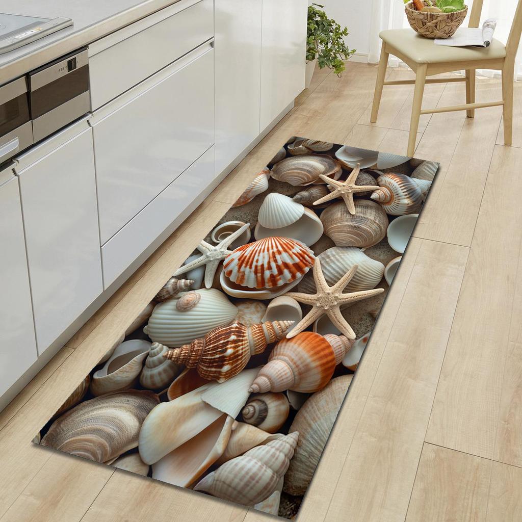 1Pcs Beach Soft Stones Pattern Floor Mat Modern Kitchen Polyester Rug Non-Slip Colorful Indoor Carpet, For Home Bathroom Bedroom Living Room Decor
