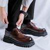 Men Fashion Genuine Leather Shoes Black Brown Carved Brogue Shoe Wedding Party Dress Breathable Platform Footwear Gentleman Mans