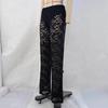 Сексуальные женские прозрачные кружевные брюки, прозрачные готические брюки с высокой талией, широкие брюки-клеш, женские брюки-клеш, клубная уличная одежда