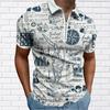 Мужская рубашка-поло, повседневная рубашка на молнии с коротким рукавом, модная повседневная рубашка на молнии на лето и весну, стандартная посадка, рубашка с 3D принтом