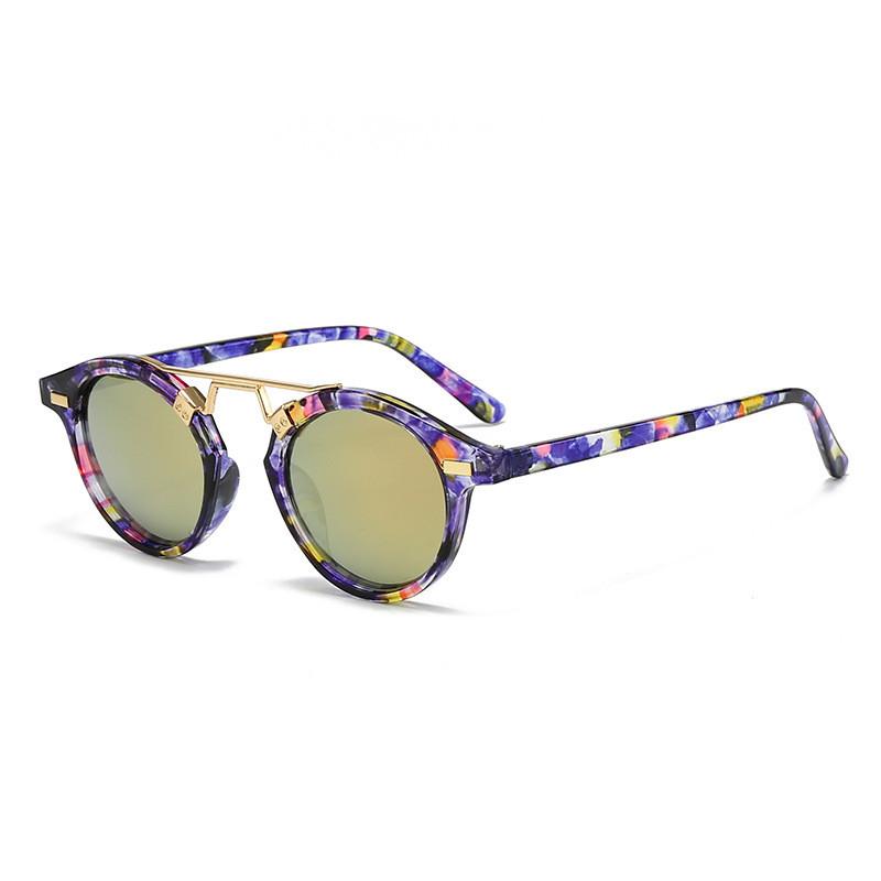 Vintage Style Leopard Pattern Round Glasses With Pc Frame And Uv400 For Casual Wear And Outdoors