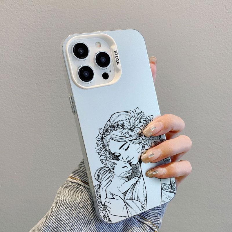 Beautiful Flower Girl Line Design Durable Laser Phone Case For Samsung Galaxy S21 S23 S24 FE S25 S24 S23 S22 Ultra Plus Covers