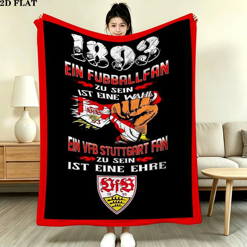 Vfb Stuttgart Print Flannel Blanket, High quality Comfortable for All Seasons, Home Decor, Warmth and Comfort, Perfect for Christmas Gifts