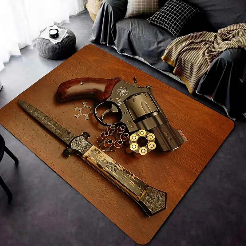 Ковер с рисунком револьвера для гостиной, игровые коврики, мягкий напольный ковер, мультяшные коврики, коврик для ванной, коврик для йоги, домашний декор