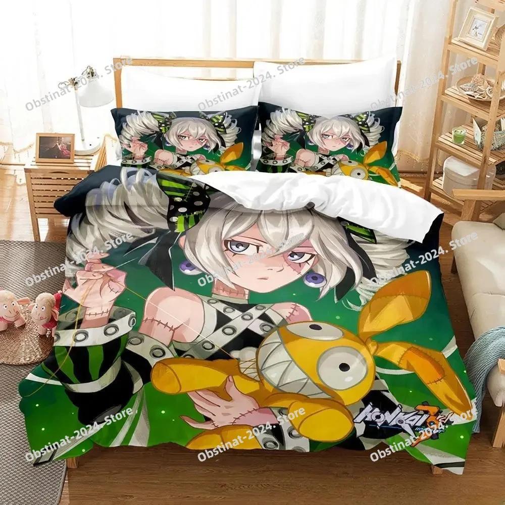 Новый 3D Аниме Honkai Impact 3rd Комплект постельного белья Печать С наволочкой Пододеяльник Мягкий Односпальный Двуспальный Queen Super King Размер
