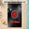 Beach TowelRed Hot Chili Peppers Custom Name Text Personalized Soft Towel for Beach Pool Indoor Home Decor Gift