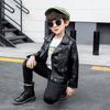 Kids Clothing Boys and Girls Lapel Leather Children's Motorcycle Jacket Spring Autumn Korean Style Jacket