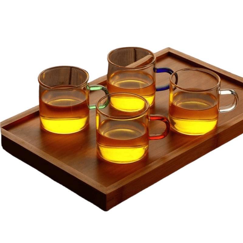 Термостойкая стеклянная чайная чашка с ручкой - Бытовой стиль Гунфу, Прозрачная и утолщенная для индивидуального использования