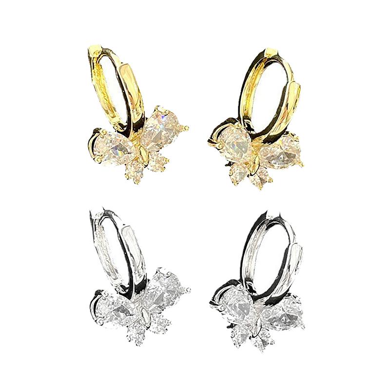 Корейские серьги-пряжки с бабочками из циркония для женщин, простые серьги-гвоздики в виде животных, подарок на день рождения, свадьбу, ювелирные изделия