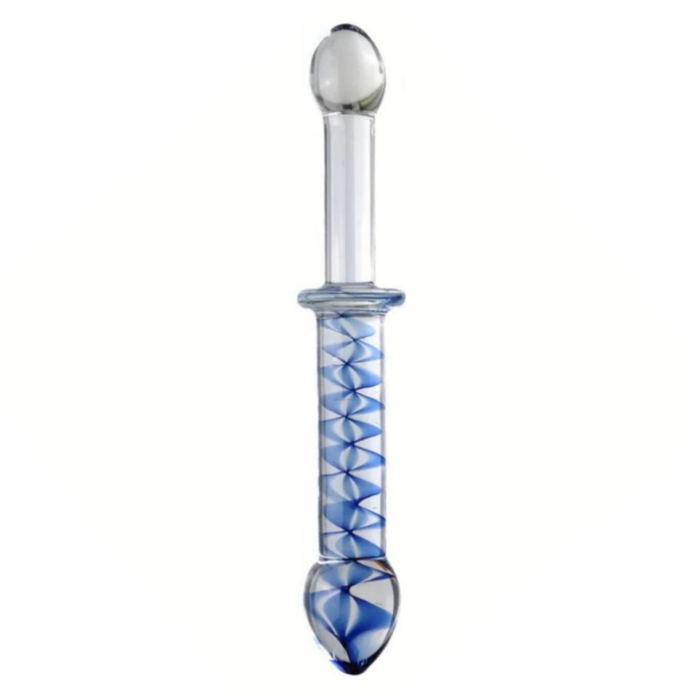 Transparent Crystal Blue Ripple Wand Glass Quantity Plug