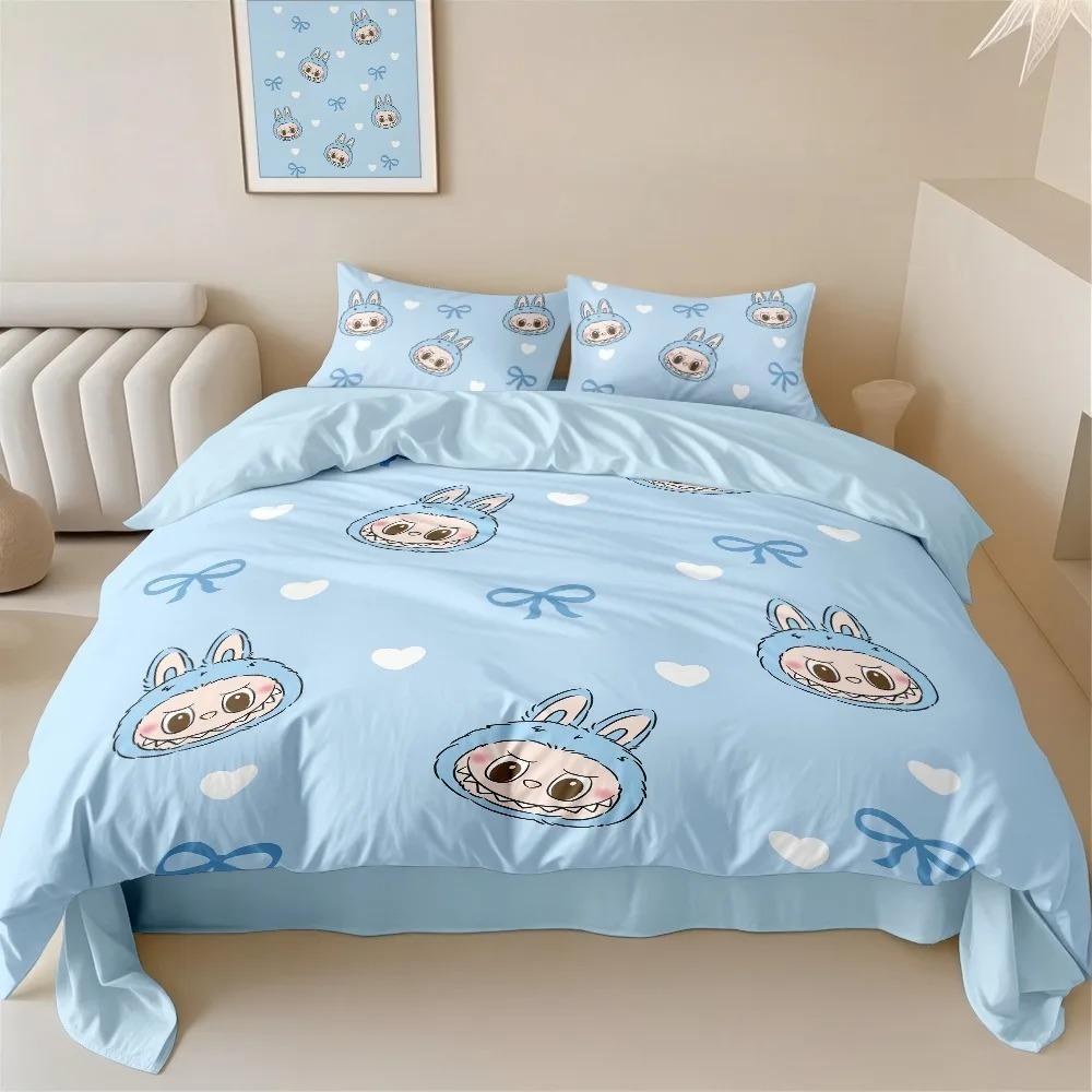 Милый комплект постельного белья бубу из 2/3 предметов для спальни, Детский подарок, Подростковый, Взрослый, Микрофибра, Двуспальная кровать, Пододеяльник на молнии, Декор для комнаты