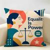Equality Is Power Cushion Cover Durable Hypoallergenic Organic Linen Pillow Cover Short Size Washable Skin-Friendly