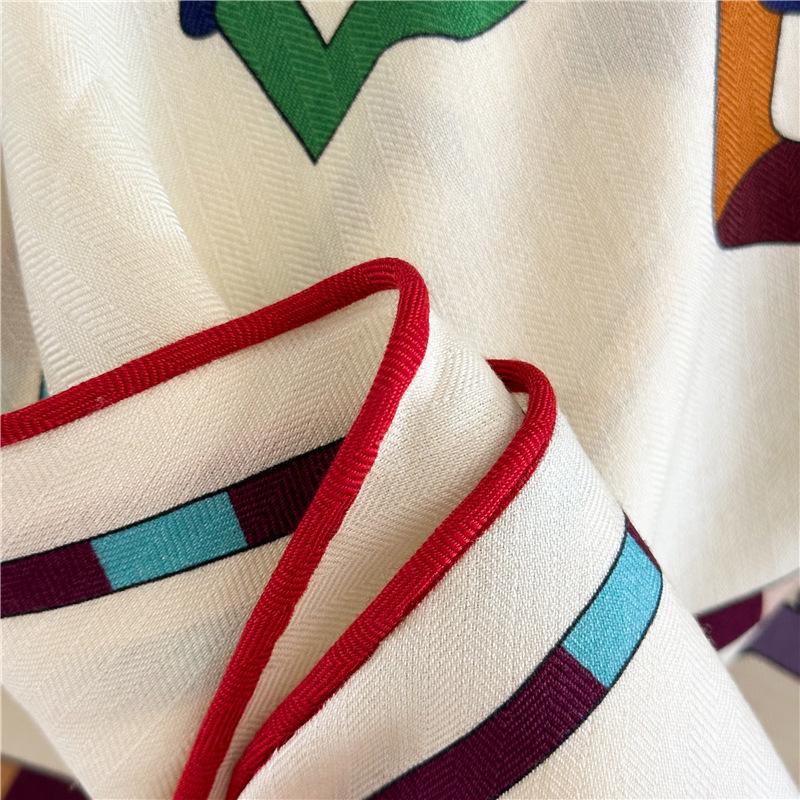 195*125*125cm Luxury Mulberry Silk Wool Scarf Triangle Scarf Office Women's Hairband Folding Scarf Women's Shawl Scarf