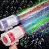Bubble Gun Rocket 32 Holes Soap Bubbles Machine Gun Shape Automatic Blower with Light Toys