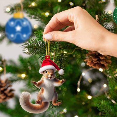 Рождественское украшение 2D акриловая собака/медведь/пчела/кролик/петух подвесное украшение мультяшные животные кулон на елку для домашнего праздничного декора