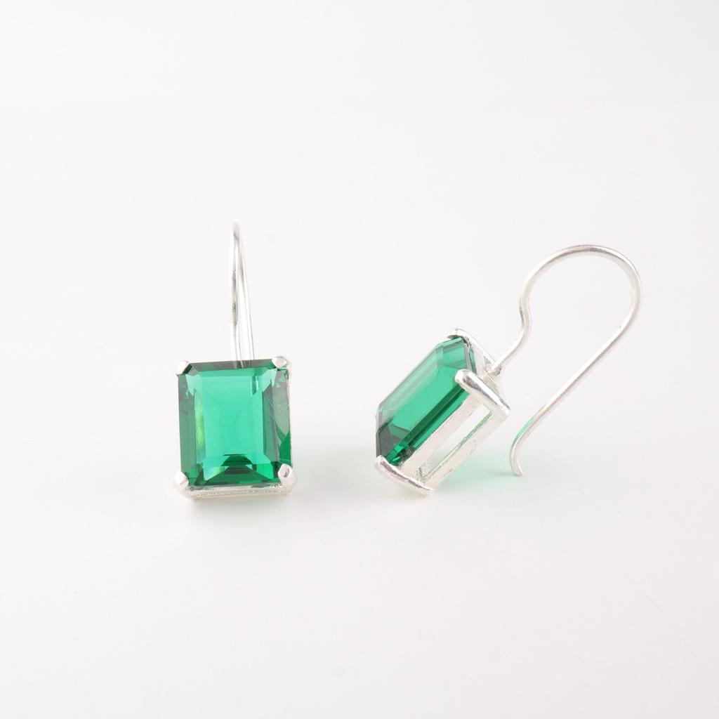 Хромдиопсид Драгоценный камень 925 Стерлинговое серебро Ювелирные изделия Серьги 1,06" Для подарка EE-167-3