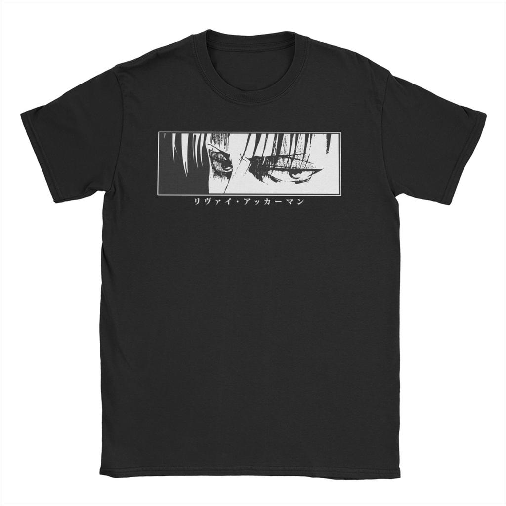 Футболка с изображением Леви и Эрена из аниме «Атака на Титанов», из чистого хлопка, оригинальная футболка больших размеров.